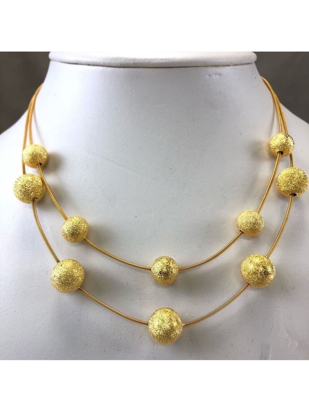 18KT gold plated two row ball sphere necklace